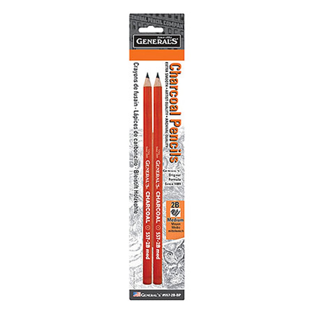 General Pencil, Charcoal Pencil, 2 Pack, 4B